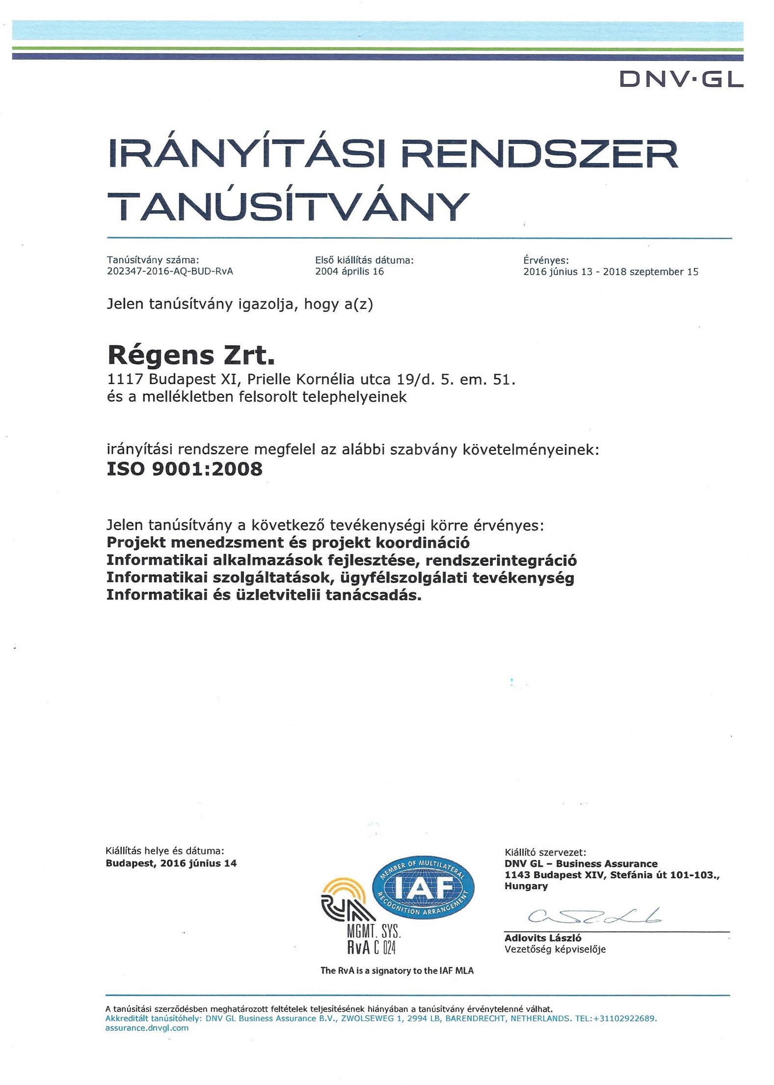 Régens Certification