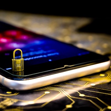 image of a mobile and a lock illustrating cyber security